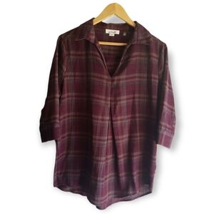 Simply Noelle 3/4 Sleeves Plaid Pullover Shirt